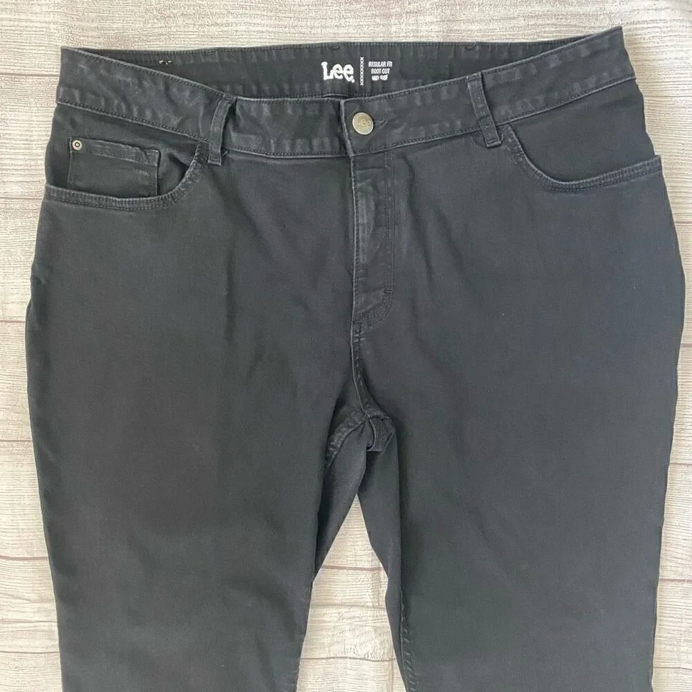 Lee women 22 regular fit boot cut mid rise cotton blend jeans black